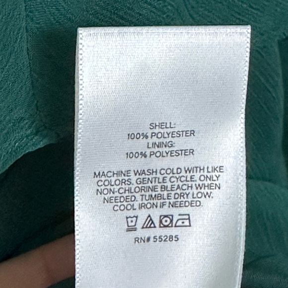 EXPRESS Long Sleeve Tie Waist Tiered Ruffle Fit And Flare Dress Small Green - Picture 13 of 14